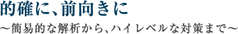 的確に、前向きに～簡易的な解析から、ハイレベルな対策まで～